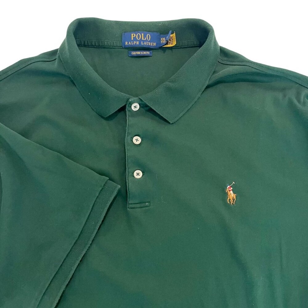 Polo Ralph Lauren Men's Custom Fit‎ Green Polo Shirt Flesh Pony - Size XXL